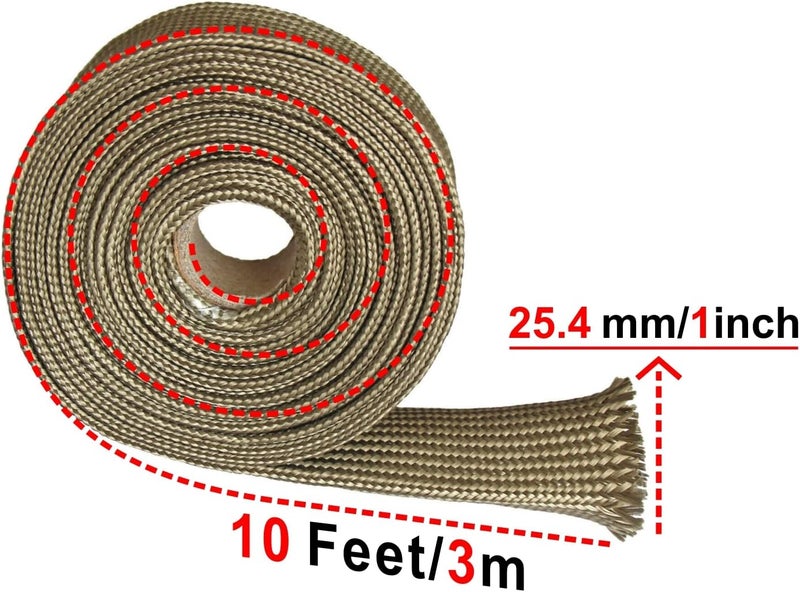 Ummickl Store Heat Shield Sleeve Fuel Line Heat Shield Auto Hose Spark Plug Wire Cover Protectors Boots Roll 2500 Degree for Car&Auto Wire Loom Brake Cable (1" IDX10', Titanium) - Image 3
